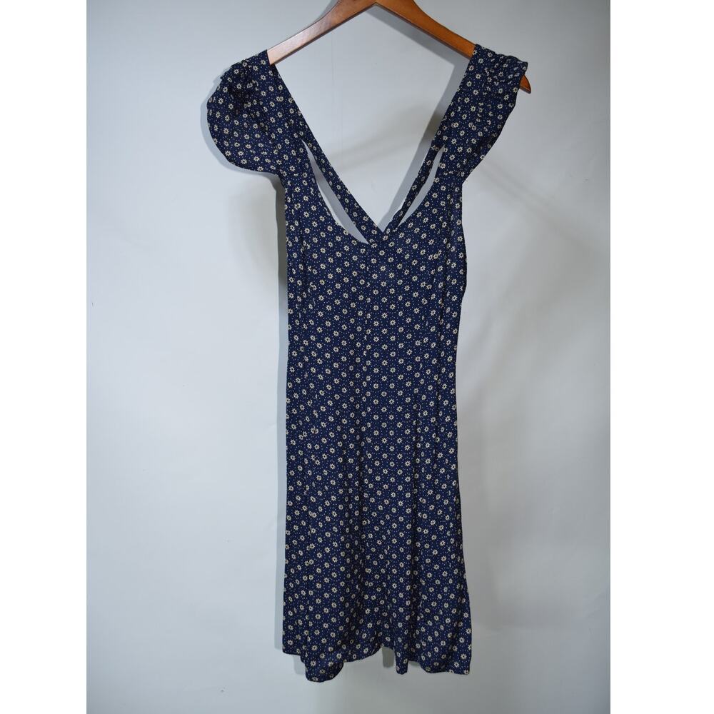 Kimchi Blue Navy Floral Ditsy Print Open Back Mini Dress Women's Small